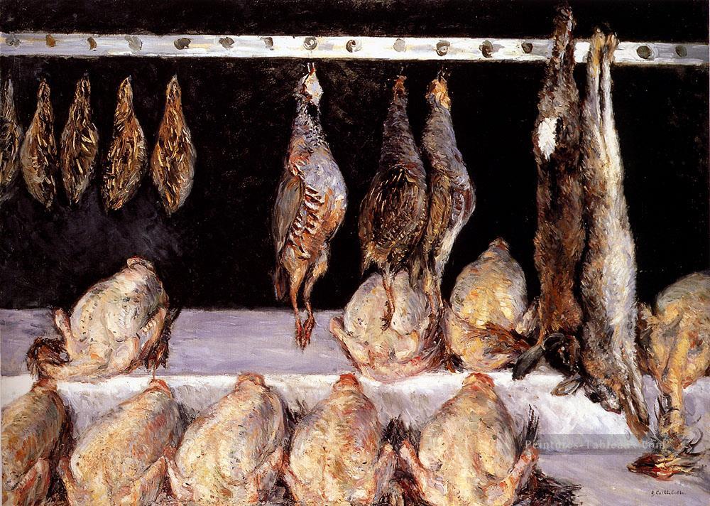 Exposition de poules et gibiers à plumes Nature morte Gustave Caillebotte Peintures à l'huile